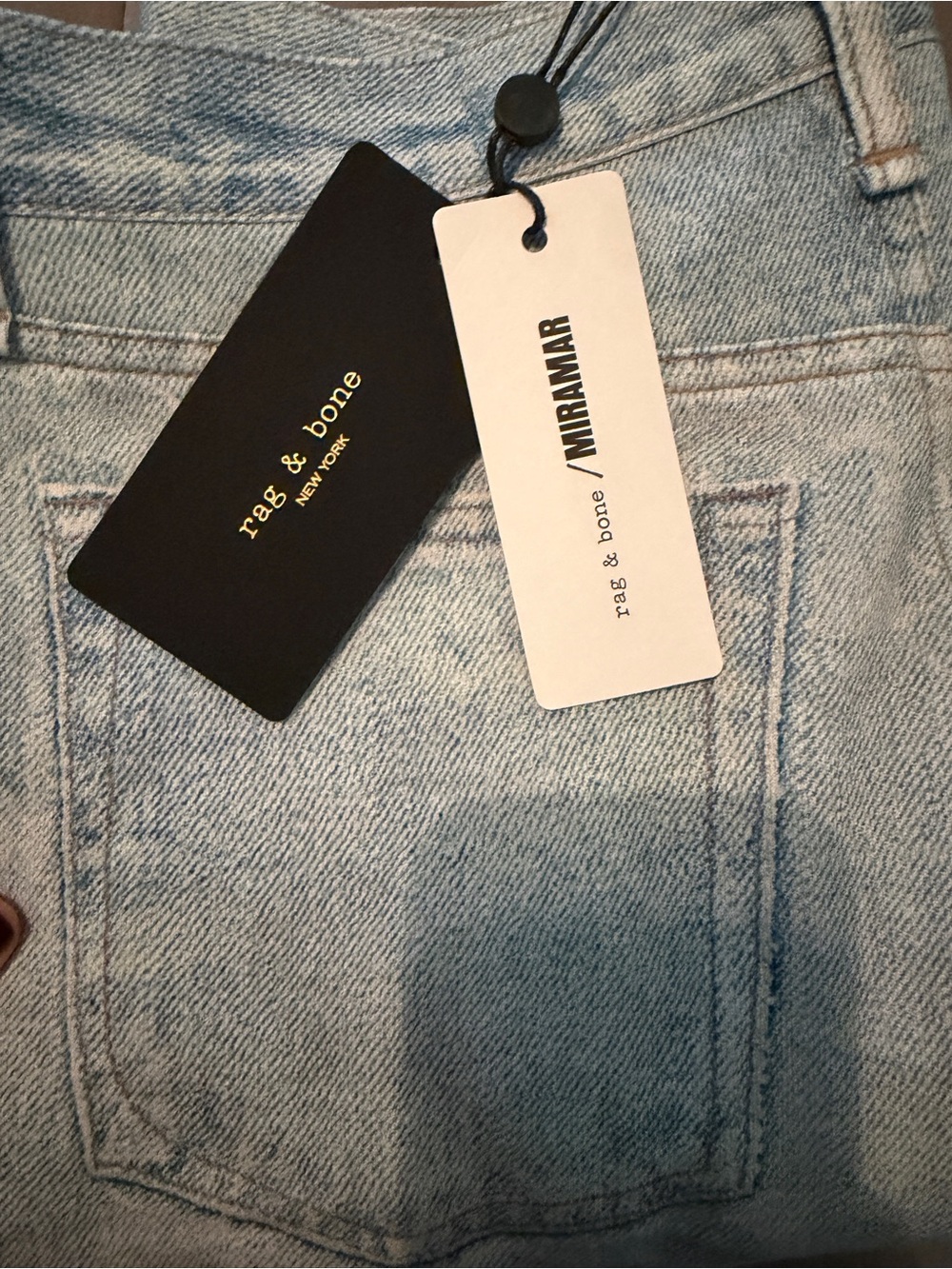 rag & bone Light Wash Track Pants with Tag Detail